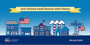 2026 National Small Business Week Winner badge from the U.S. Small Business Administration